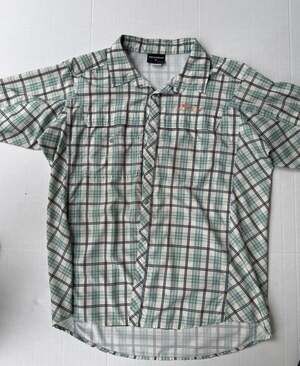 Grundens Button Down Shirt Green / Tan. Size XL